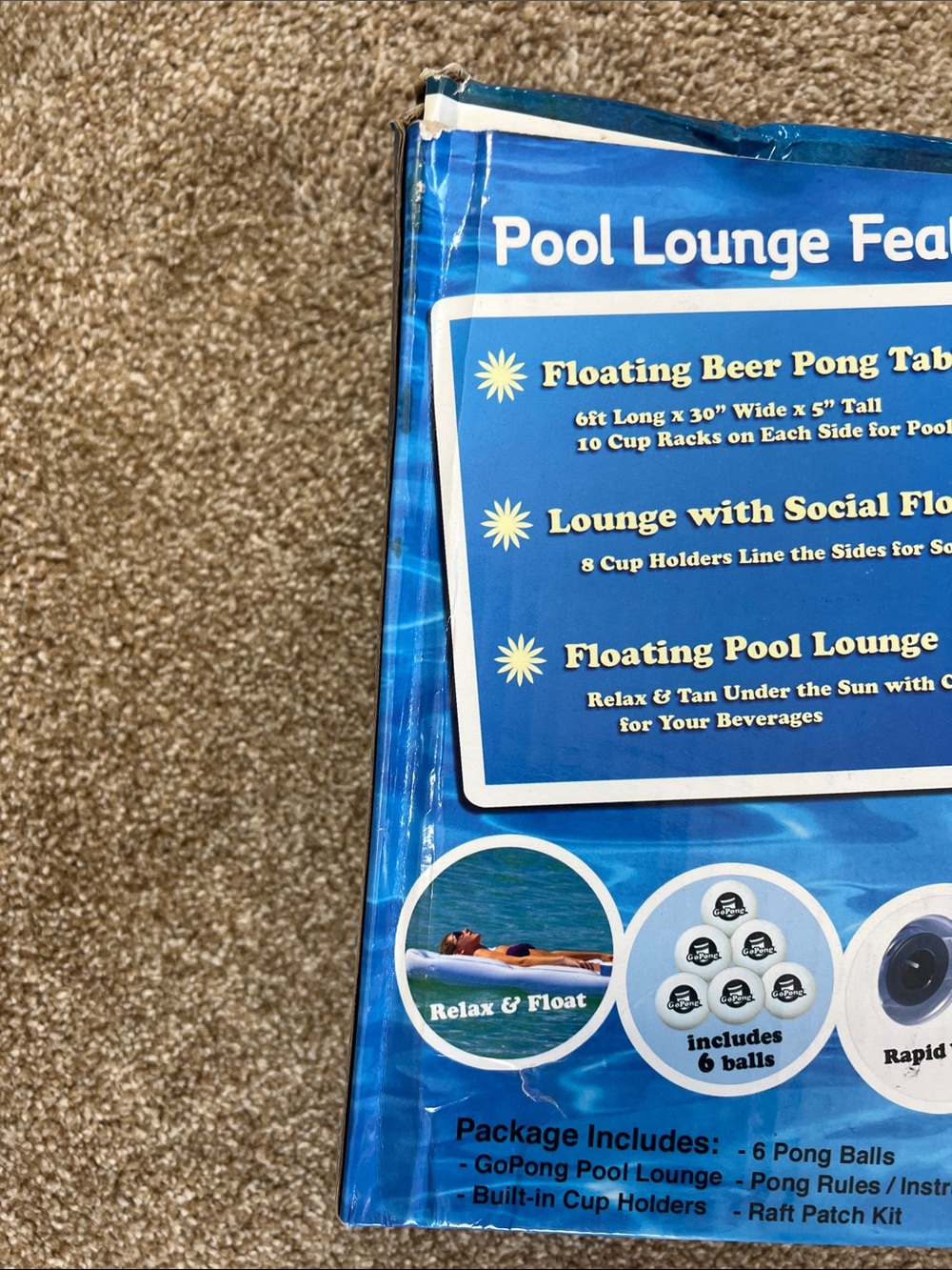 White Pool Lounge Floating Beer Pong Game - Picture 5 of 8